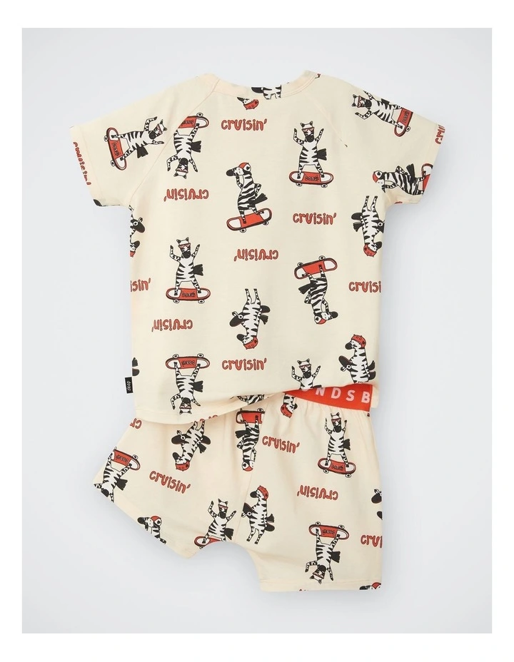 Kids Tee Sleep Set in Zig Zag Zoom Zebra image 2