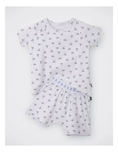 Kids Pointelle Short Sleeve Sleep Set in Bow-Tiful