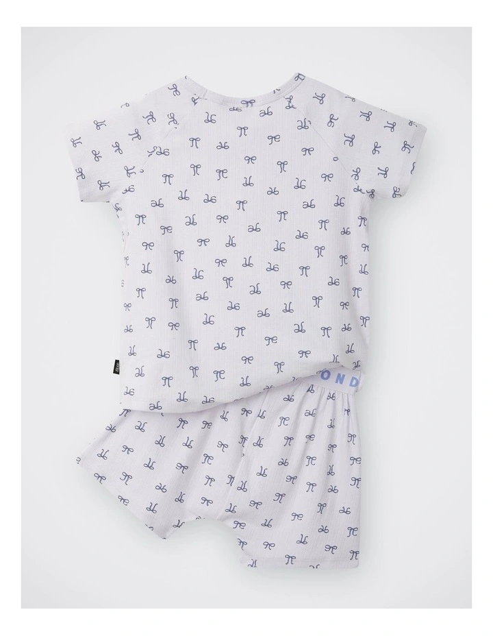 Kids Pointelle Short Sleeve Sleep Set in Bow-Tiful image 2