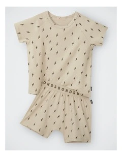 Kids Pointelle Short Sleeve Sleep Set in Sparkle Strike