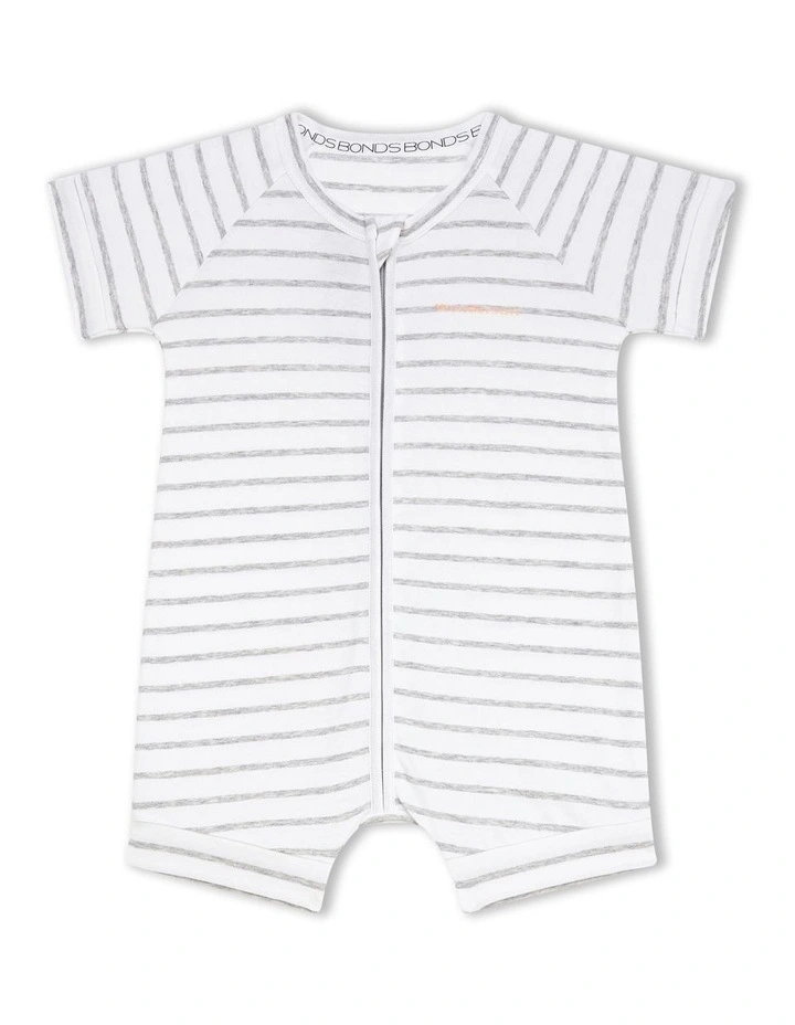 Short Sleeve Zippy Romper in Grey Marle image 1