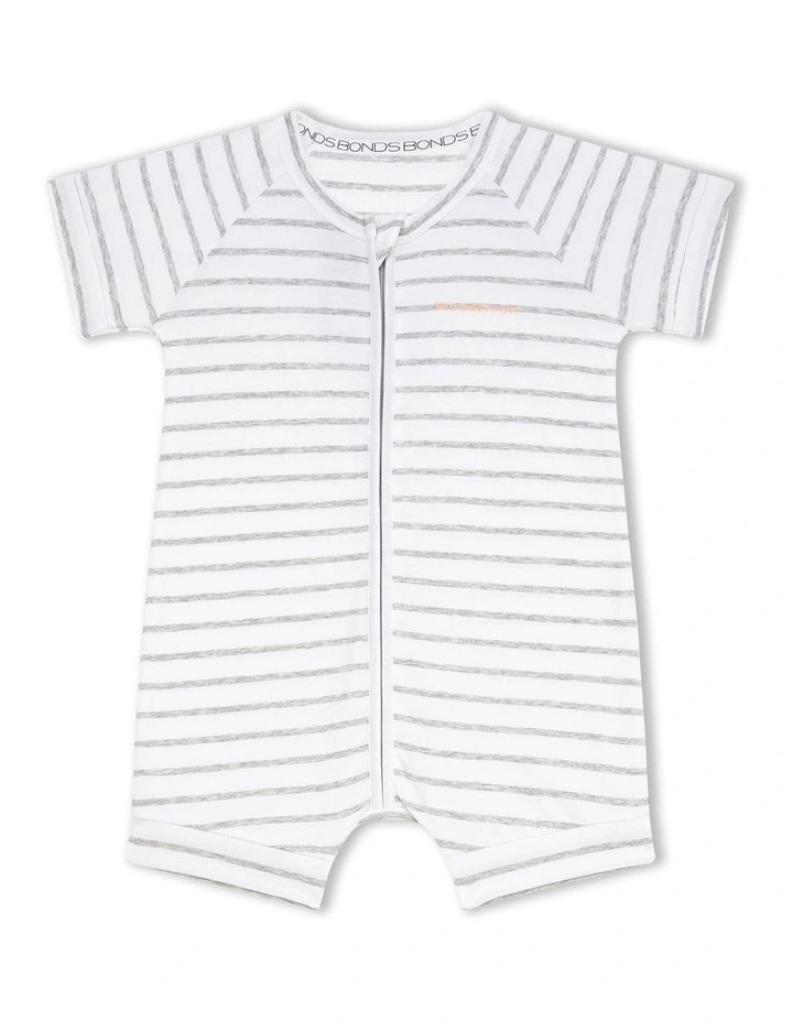 Short Sleeve Zippy Romper in Grey Marle image 2