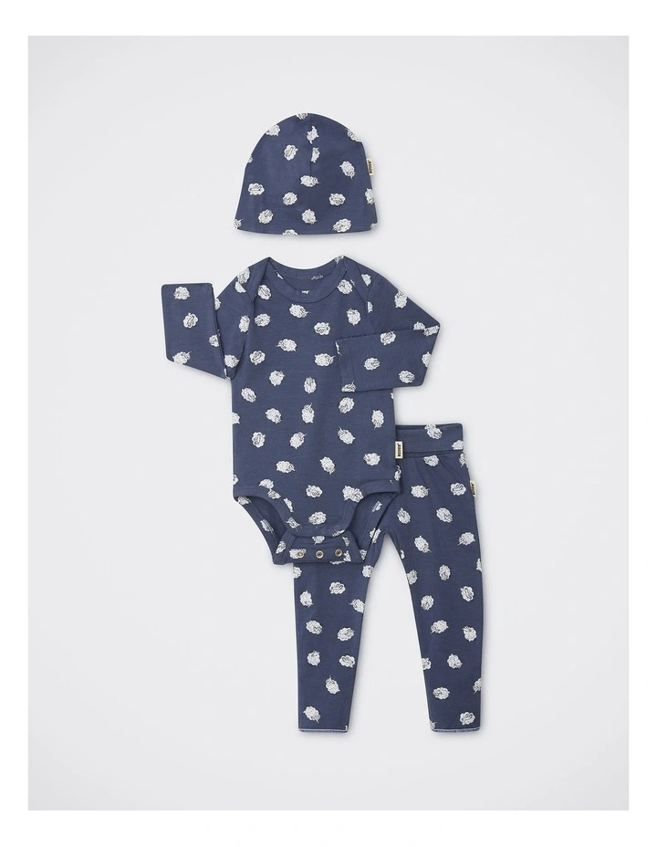 Baby Newbies Organic Cotton Gift Set in Counting Sheep Blue image 1