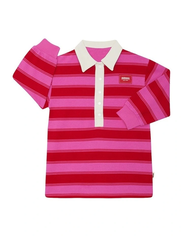 Kids Long Sleeve Rugby Dress in Red image 1