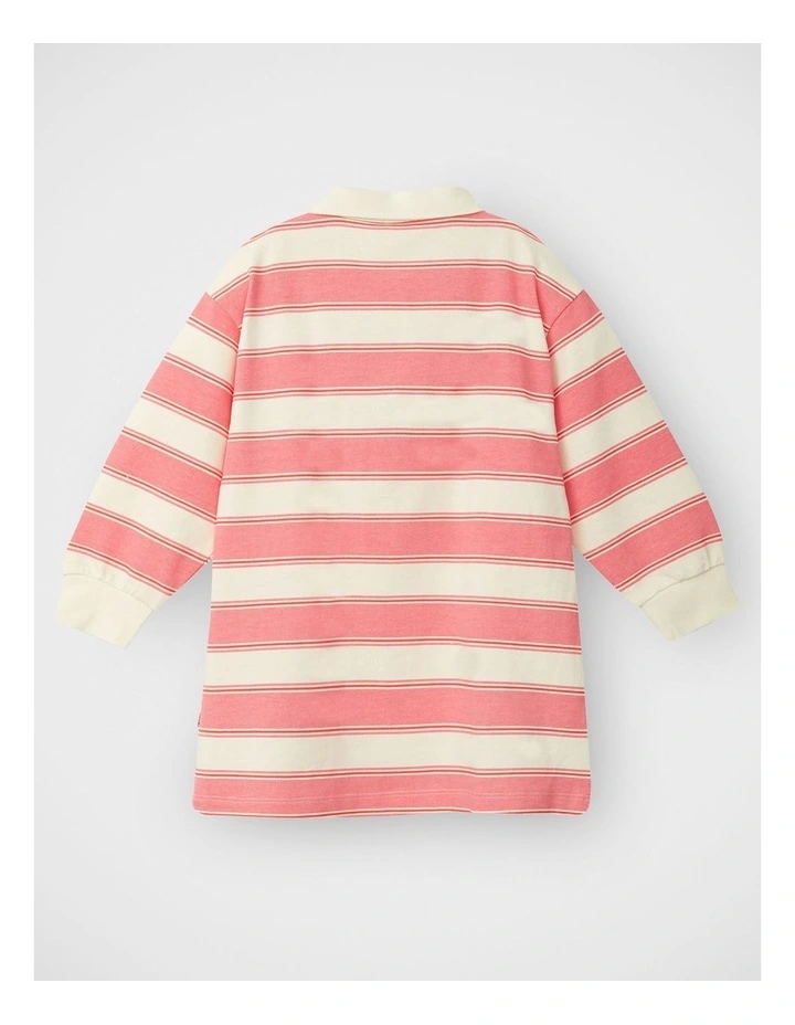 Kids Long Sleeve Rugby Dress in Rugby Stripe Two Colour image 2
