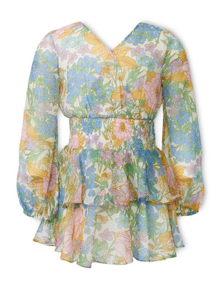 Bella Floral Shirred Dress In Multi
