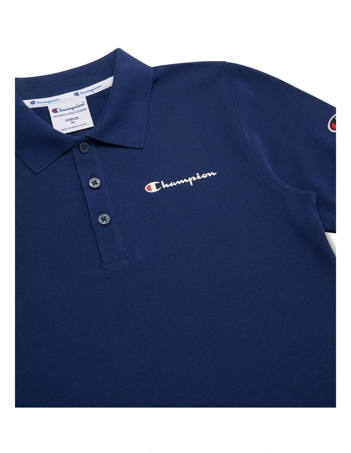 Script Pique Polo in Blue image 3