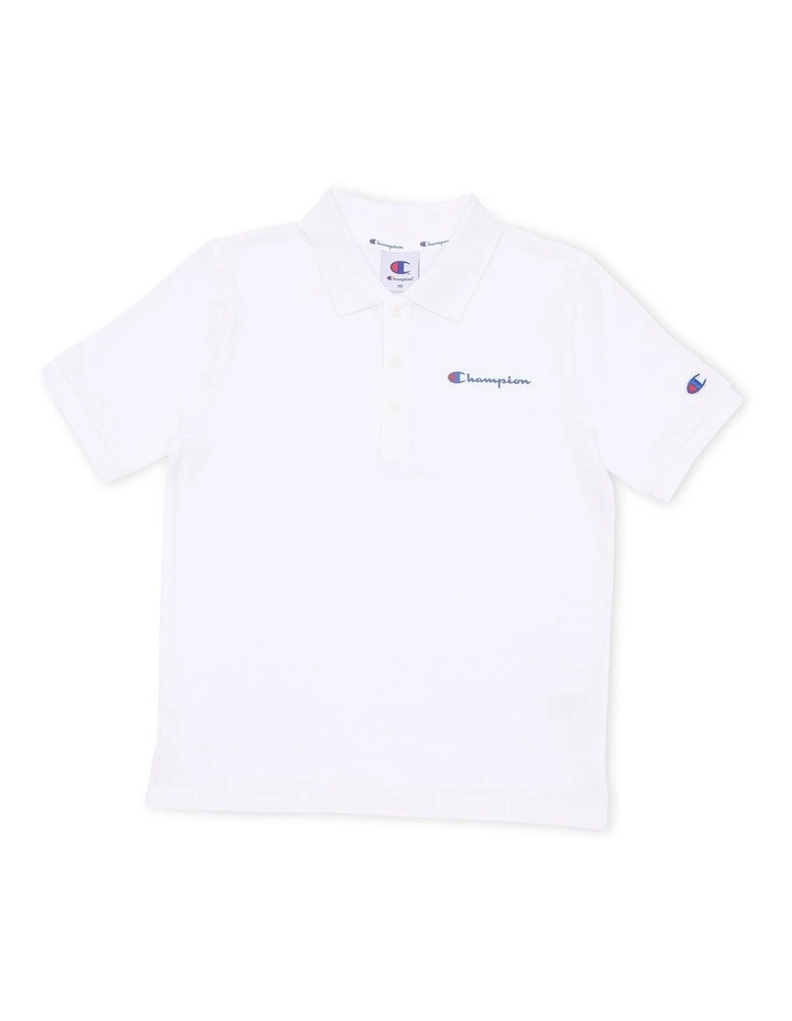 Script Pique Polo T-shirt in White image 1