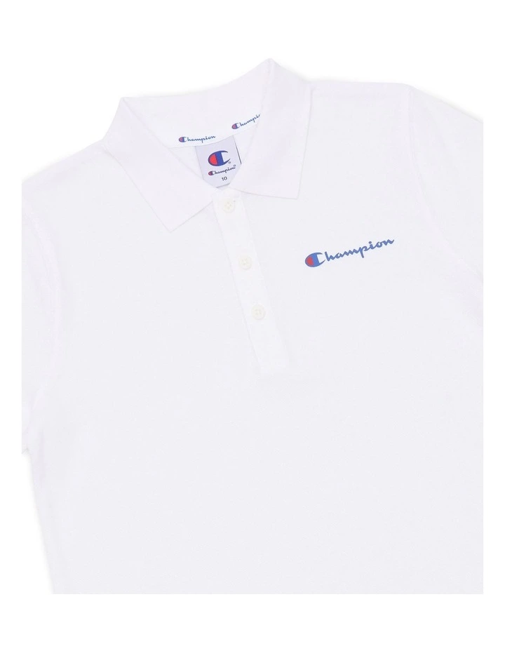 Script Pique Polo T-shirt in White image 3