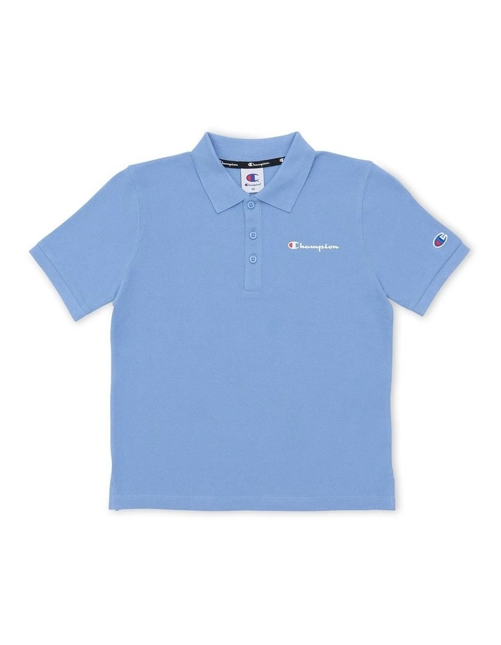 Script Pique Polo T-shirt in Blue image 1