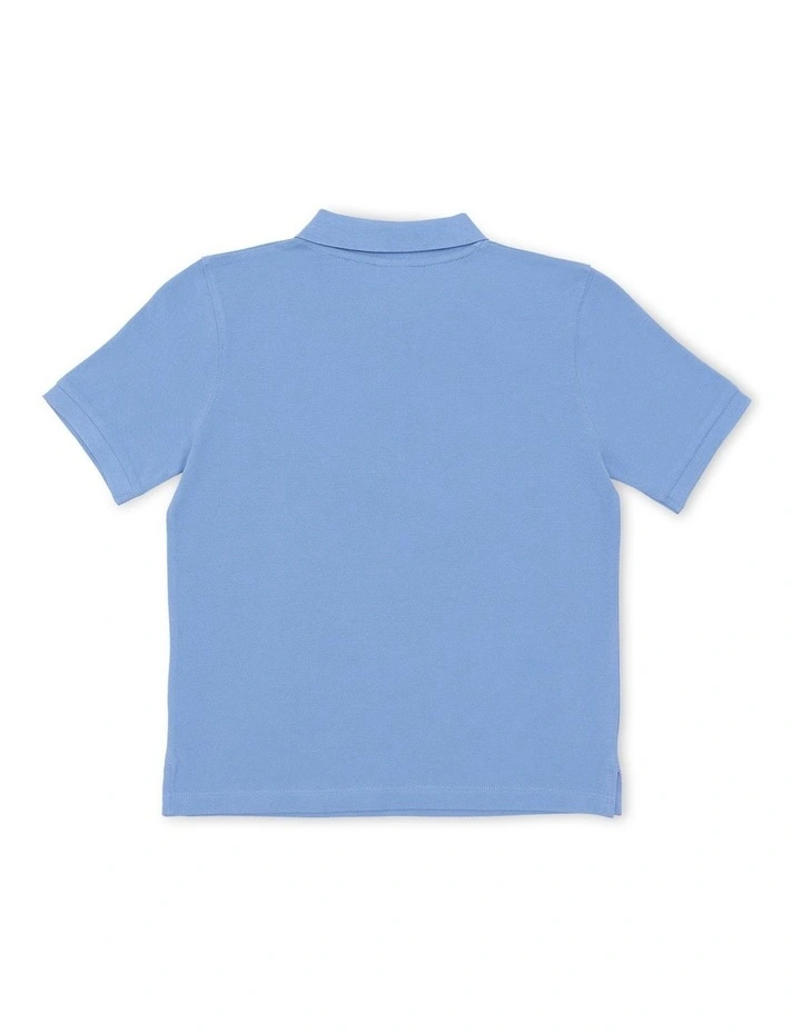 Script Pique Polo T-shirt in Blue image 2