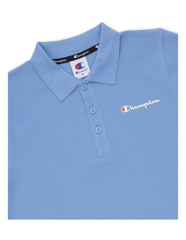 Script Pique Polo T-shirt in Blue image 3
