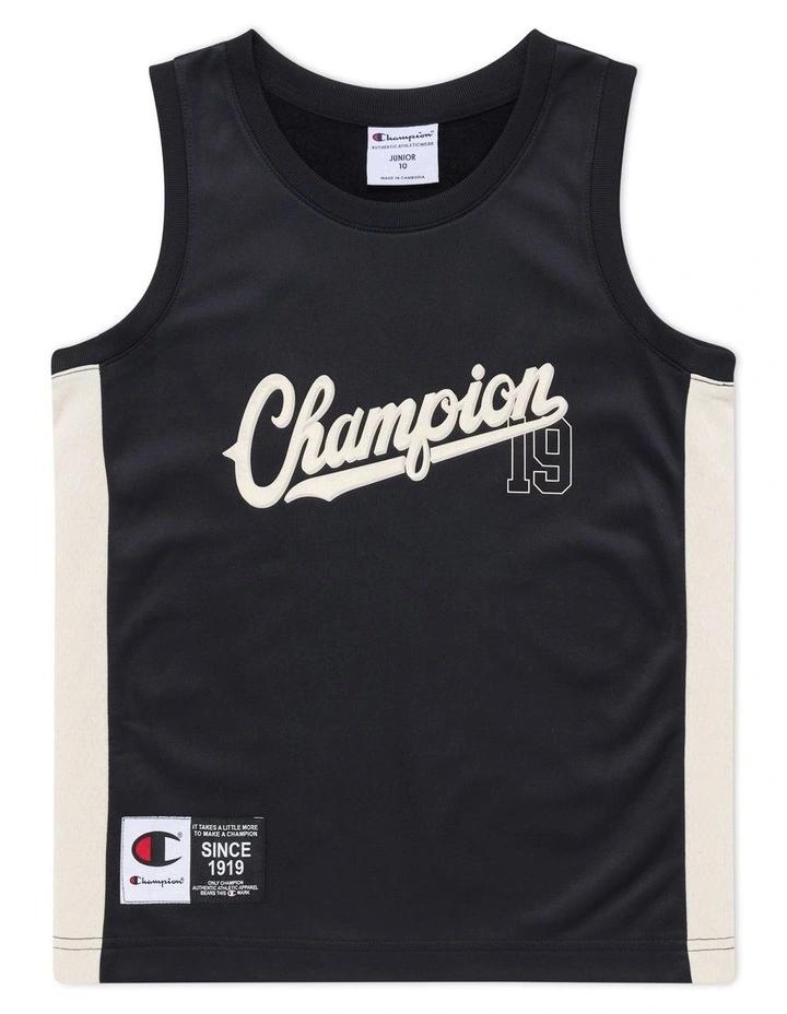 Panel Basketball Jersey T-shirt in Black image 1