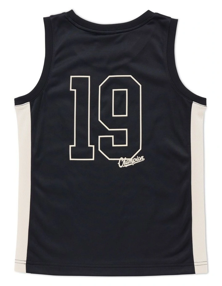 Panel Basketball Jersey T-shirt in Black image 3
