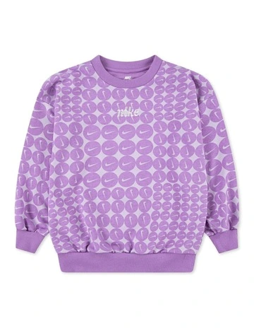 Essentials French Terry Oversized Crew Jumper in Purple