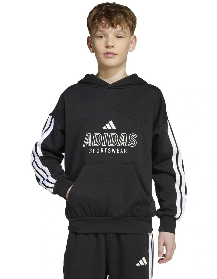 House of Tiro Fleece Hoodie in Black/White image 1