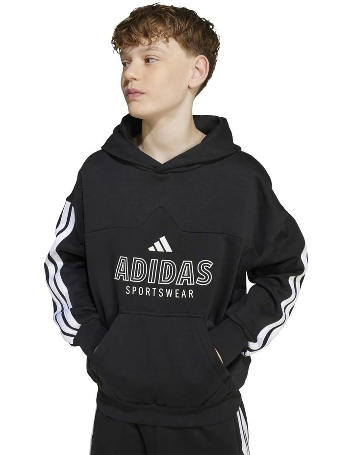 House of Tiro Fleece Hoodie in Black/White image 3