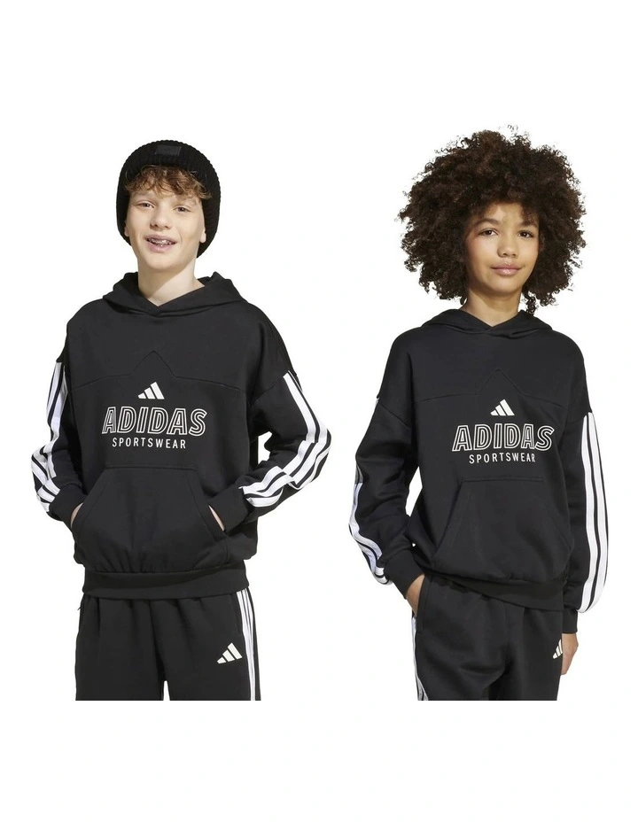 House of Tiro Fleece Hoodie in Black/White image 7