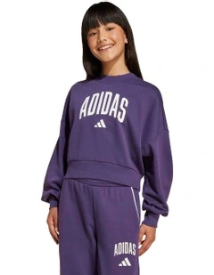 Seasonals Essentials Collegiate Typography Crewneck Sweatshirt in Aurora Plum/White