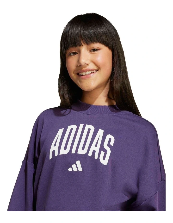 Seasonals Essentials Collegiate Typography Crewneck Sweatshirt in Aurora Plum/White image 5
