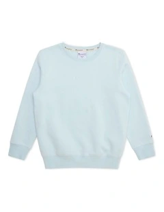 Tonal Script Crew Sweater in Blue