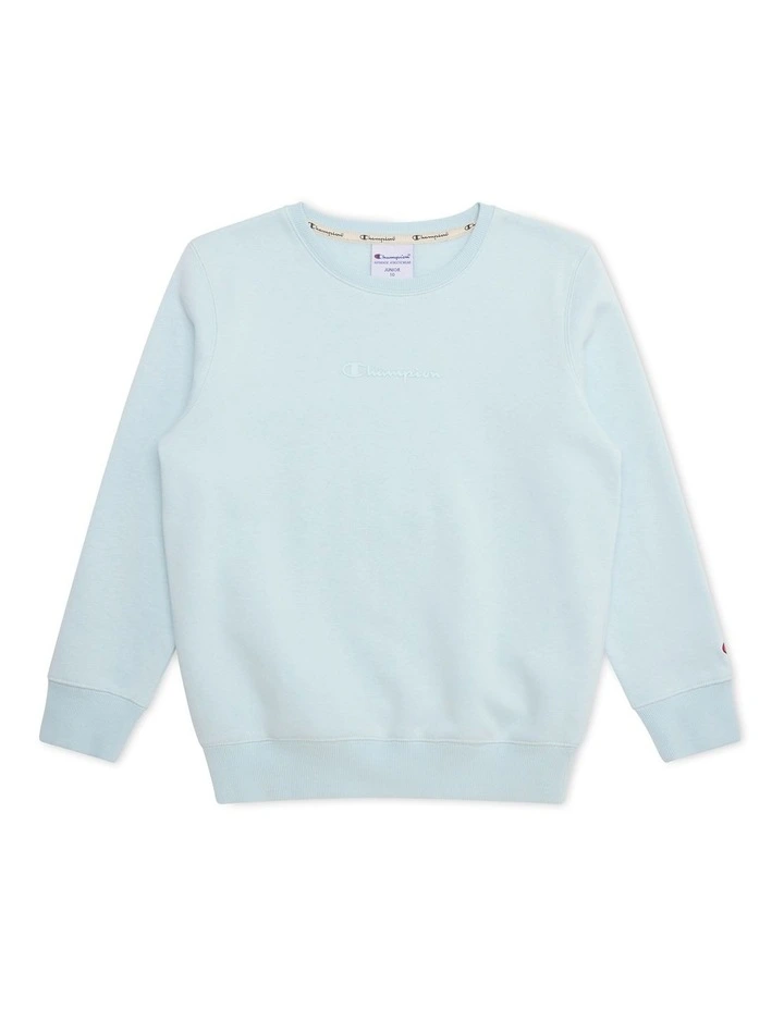 Tonal Script Crew Sweater in Blue image 1