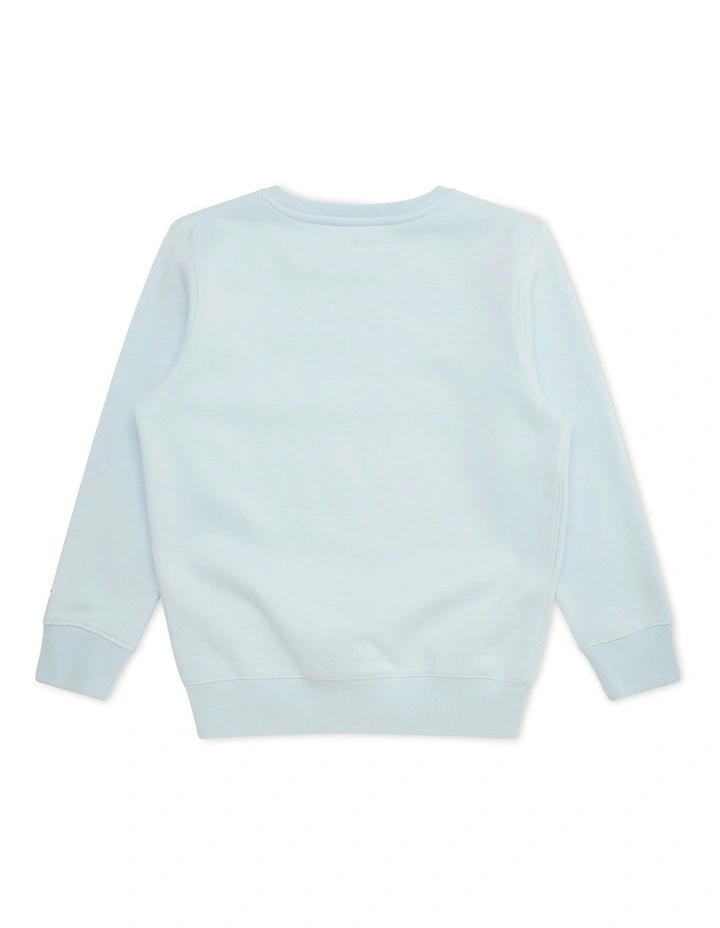 Tonal Script Crew Sweater in Blue image 2