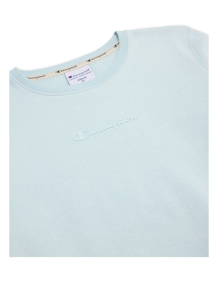Tonal Script Crew Sweater in Blue image 3