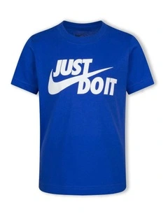 Just Do It Swoosh Split T-shirt in Blue