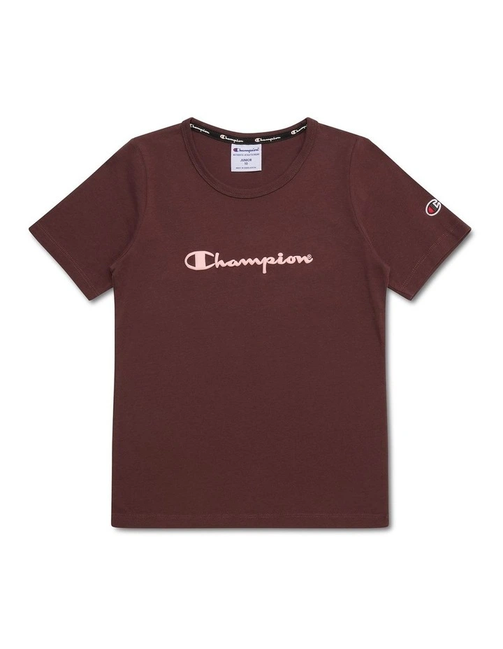 Puff Script Tee in Brown image 1
