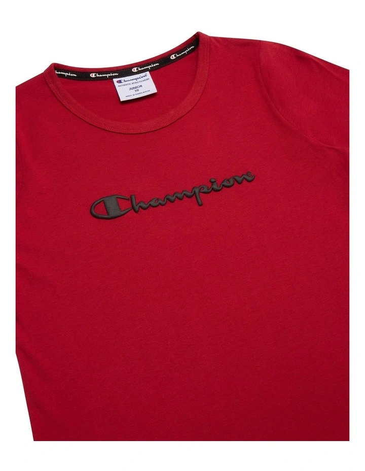 Puff Script Tee in Red image 3