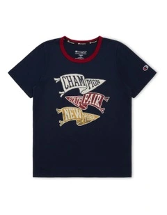 State Fair Graphic Ringer Tee in Blue