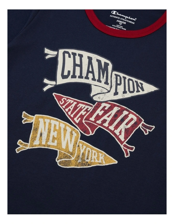 State Fair Graphic Ringer Tee in Blue image 3
