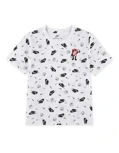 All Over Print Boxy Short Sleeve Tee in White