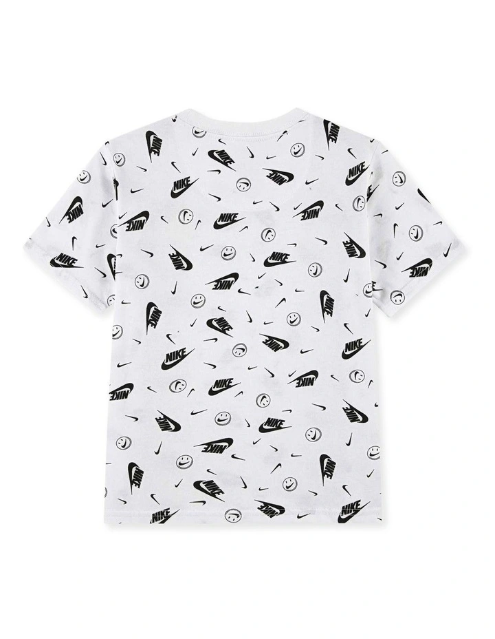 All Over Print Boxy Short Sleeve Tee in White image 2