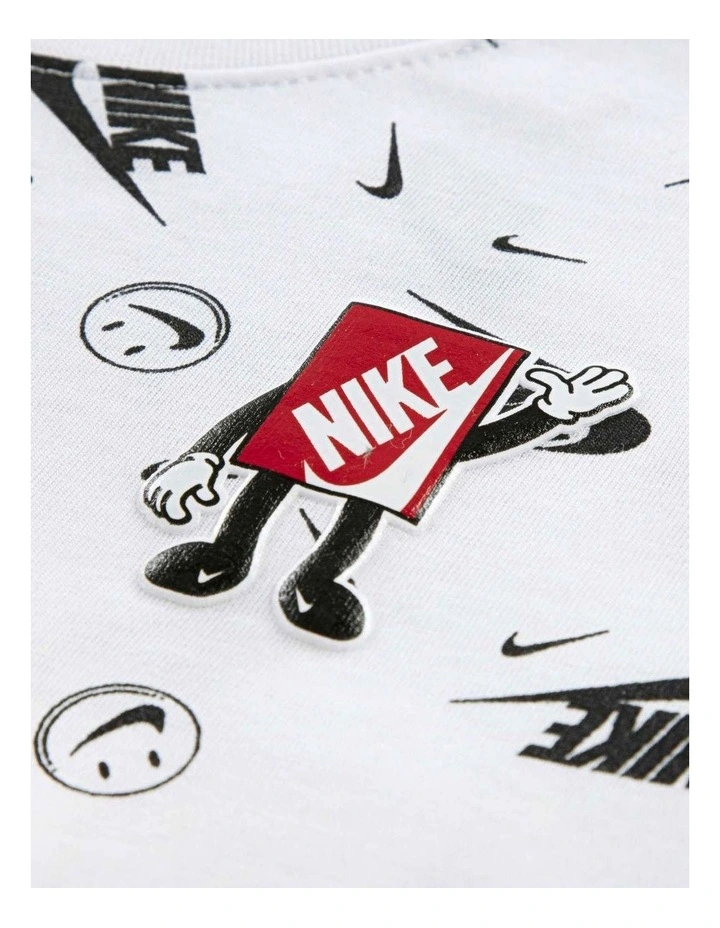 All Over Print Boxy Short Sleeve Tee in White image 3