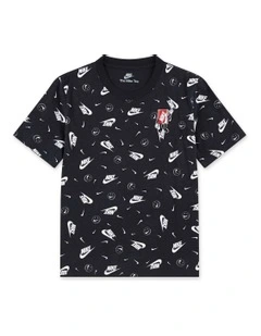 All Over Print Boxy Short Sleeve Tee in Black