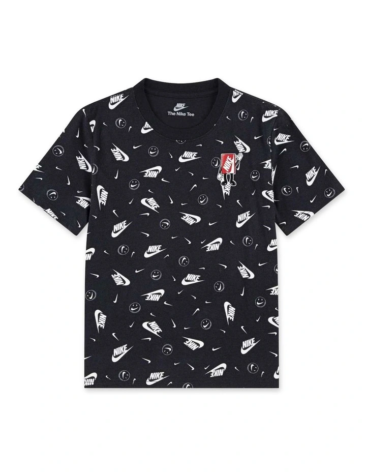 All Over Print Boxy Short Sleeve Tee in Black image 1