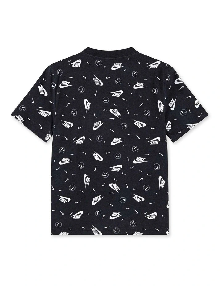 All Over Print Boxy Short Sleeve Tee in Black image 2