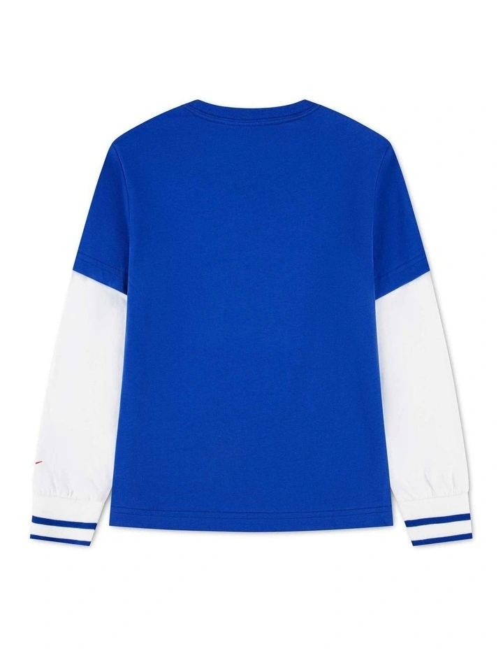 NIKE BOYS MULTISPORT TWO-FER LONG SLEEVE BLUE image 2
