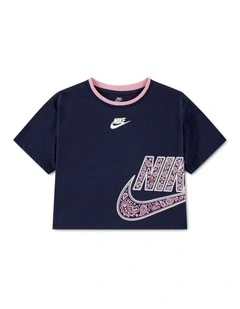 Nike Girls Retro Remix T-shirt in Navy