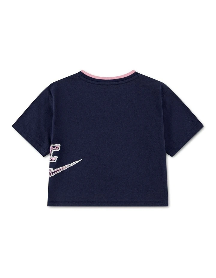 Nike Girls Retro Remix T-shirt in Navy image 2
