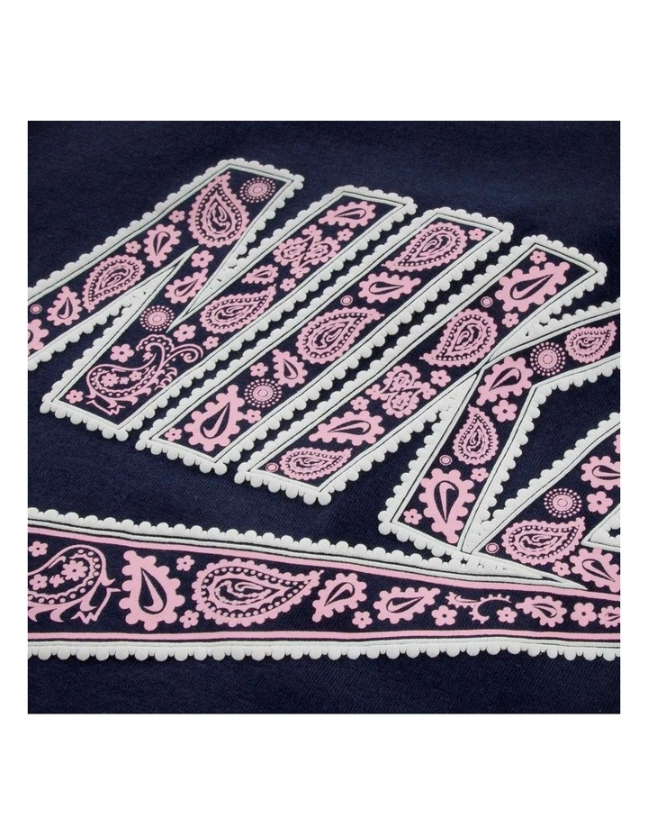 Nike Girls Retro Remix T-shirt in Navy image 3