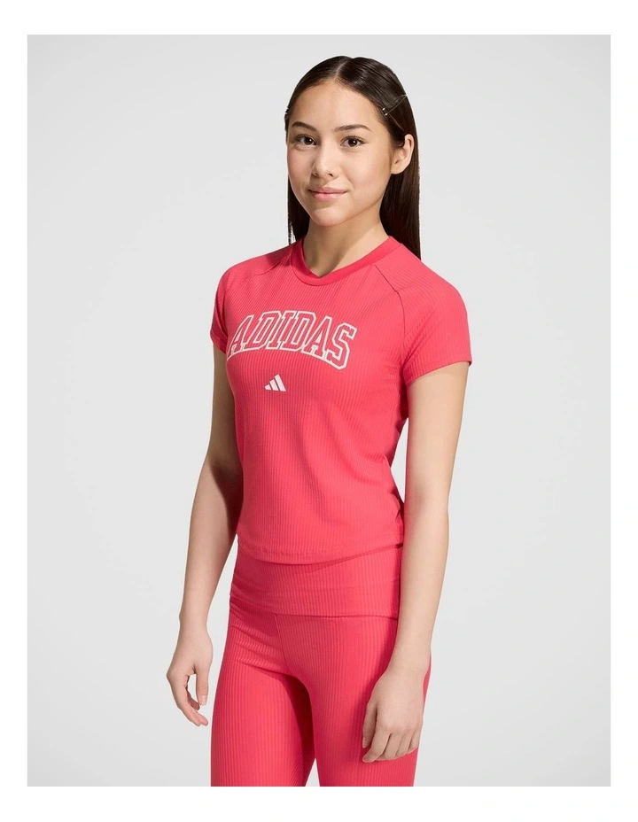 Sport Seasonals Collegiate Typography T-Shirt Junior Girls in Power Pink and White image 1