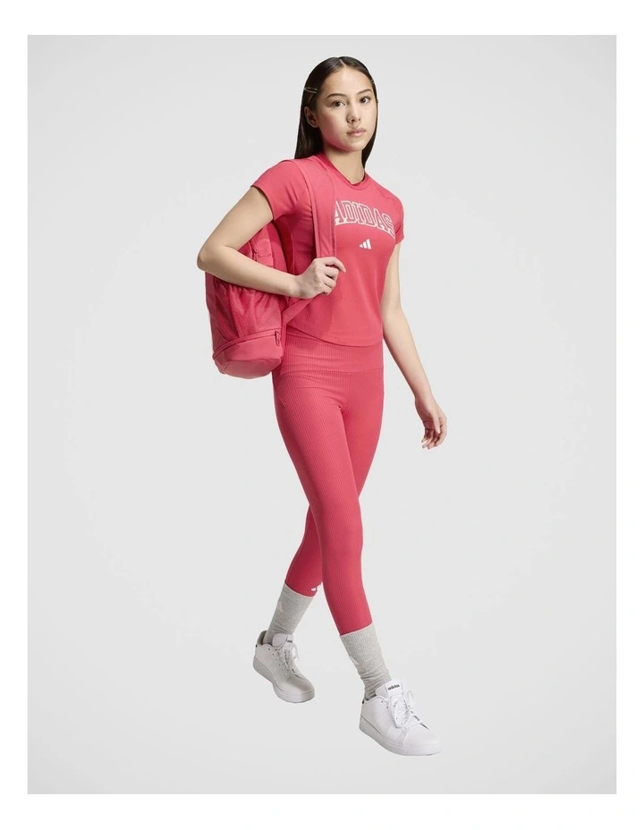 Sport Seasonals Collegiate Typography T-Shirt Junior Girls in Power Pink and White image 3