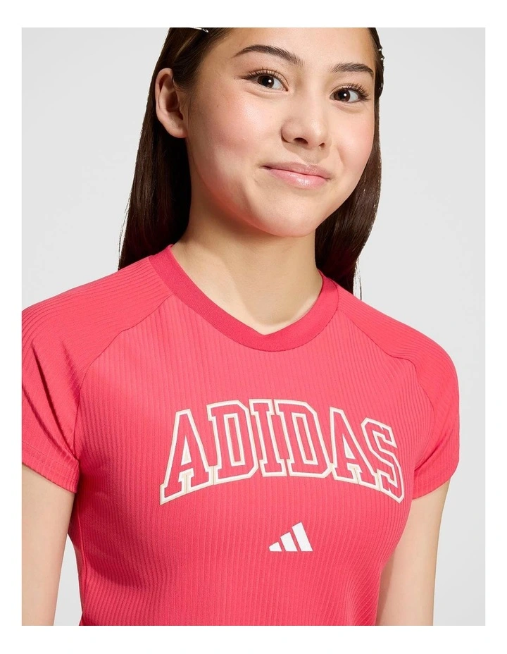 Sport Seasonals Collegiate Typography T-Shirt Junior Girls in Power Pink and White image 4
