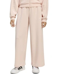 Future Icons 3 Stripes Wide Leg Tracksuit Bottoms in Pink