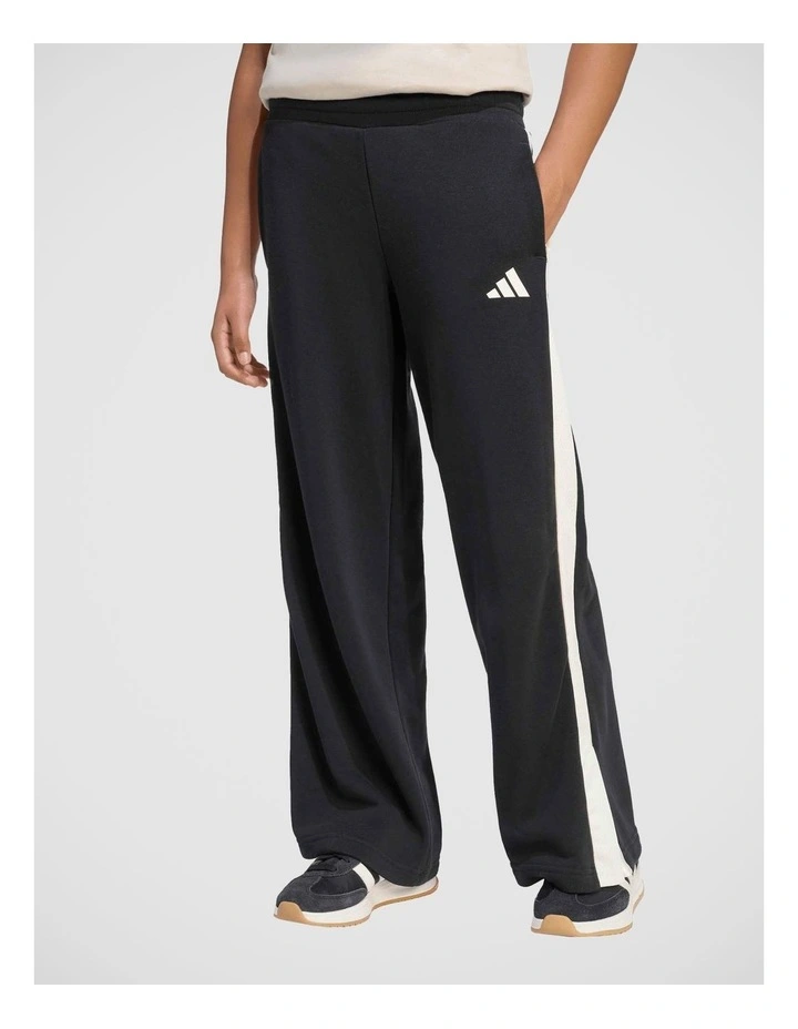 Stadium Wide Leg Joggers in Black and Off White image 1