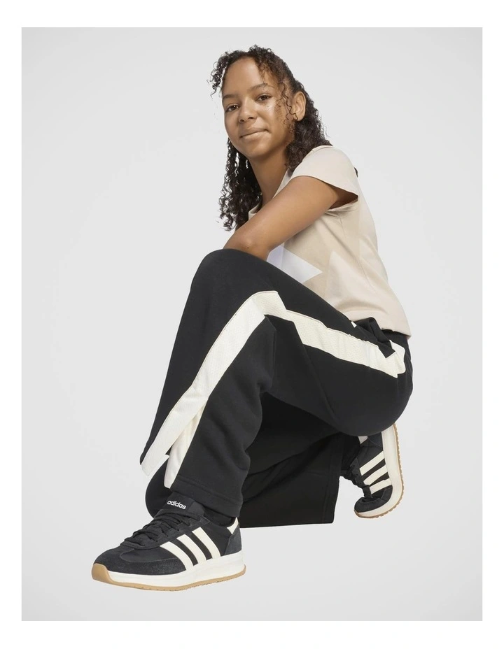 Stadium Wide Leg Joggers in Black and Off White image 3