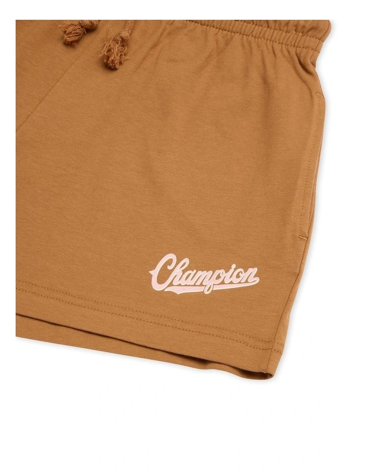 Graphic Jersey Shorts in Brown image 3